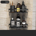 Space Aluminum Shelf Bathroom Black Rectangular Wall Hanging Kitchen And Bathroom Dual-use Shelf